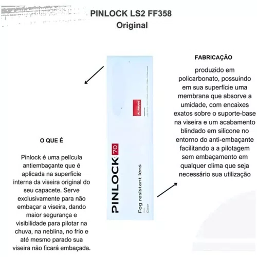 Pinlock Viseira Capacete Ls2 FF358 Original