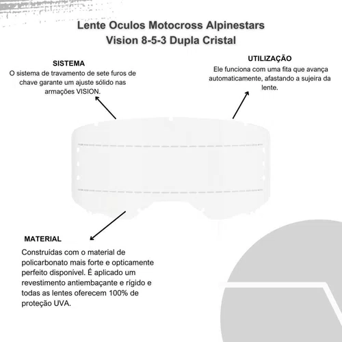 Roll Off Oculos Motocross Alpinestars Vision 8-5-3 Cristal