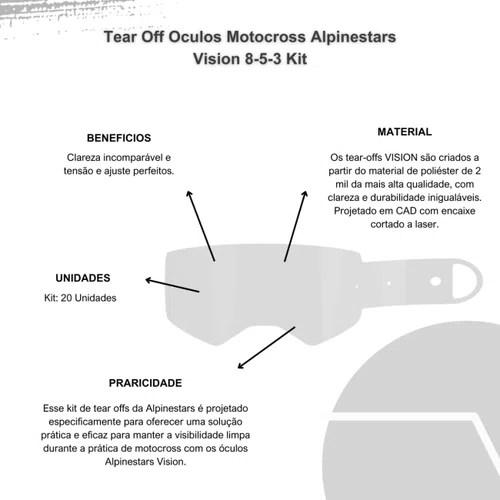 Tear Off Oculos Motocross Alpinestars Vision 8-5-3 50 Unid