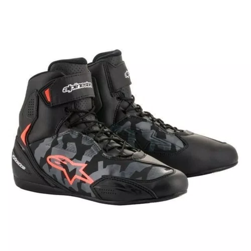 Tenis Pilotagem Moto Alpinestars Faster 3 Preto Cinza Camuflado Vermelho