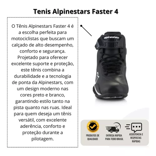 Tenis Alpinestars Faster 4 Preto Branco