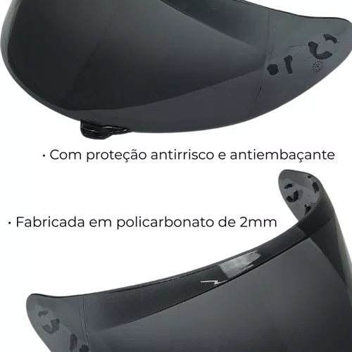 Viseira Capacete ASX V18B Segment Fumê Polivisor