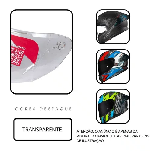 Viseira Capacete Norisk Carbon R Cristal Premium Antirrisco