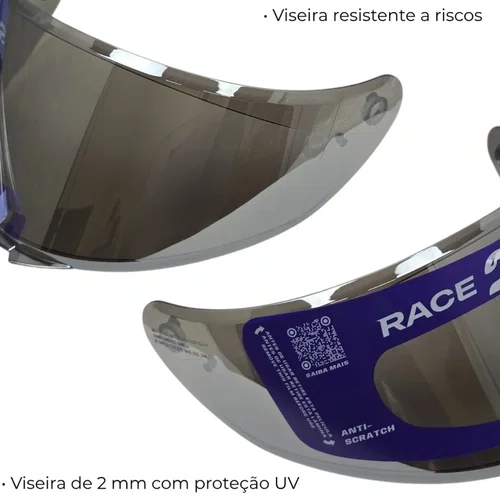 Viseira Capacete Race Tech Hit Cromada Iridium