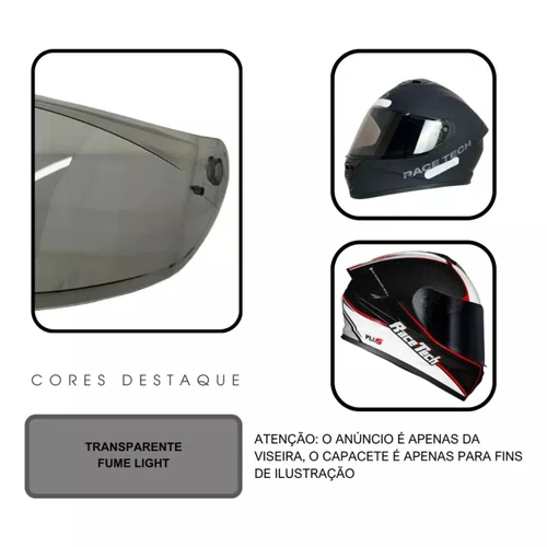 Viseira Capacete Race Tech Hit Fumê Light