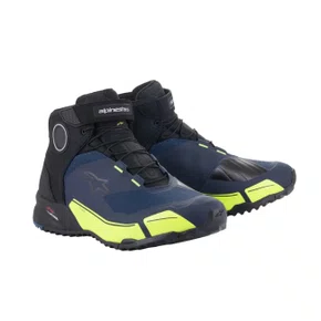 Bota Alpinestars Crx Drystar Preta Azul Escuro Amarela Fluor