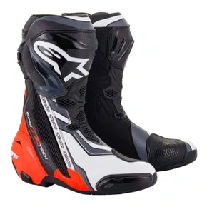 Bota Alpinestars Supertech R Preta Vermelha Fluo Branca Cinza