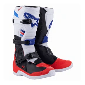 Bota Alpinestars Tech 3 Branco Vermelho Azul Escuro