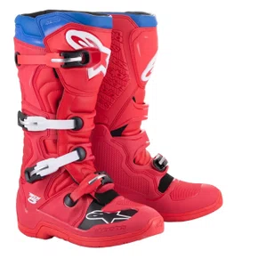 Bota Off Road Alpinestars Tech 5 Vermelha Brilho Azul Alpine