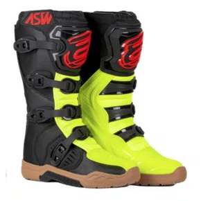 Bota Off Road ASW Image Enduro Amarela Fluo Vermelha