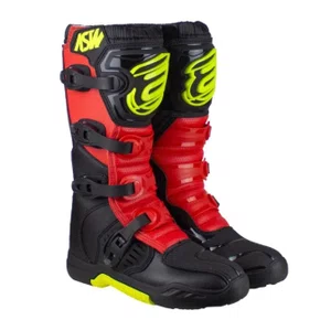 Bota Off Road ASW Image Enduro Preta Vermelha Amarela Fluo