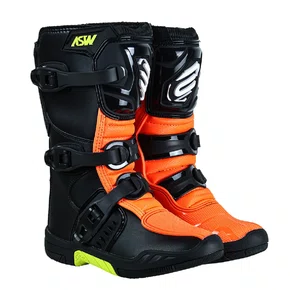 Bota Asw Kids Preta Laranja Amarela Fluo