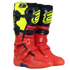 Bota Motocross Asw Elevate Vermelha Preta Amarela Fluo