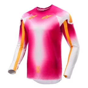 Camisa Alpinestars Supertech SX MIG Rosa Fluo Branca