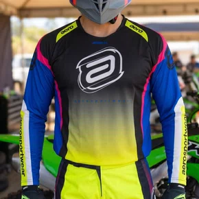 Camisa ASW  Image Cronos Preta Amarela Fluo Azul