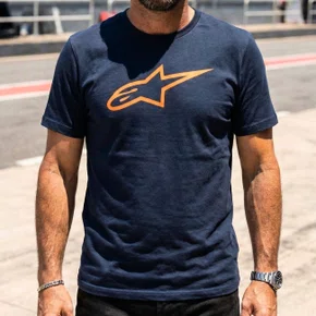 Camiseta Alpinestars Ageless 2.0 Azul Marinho Laranja