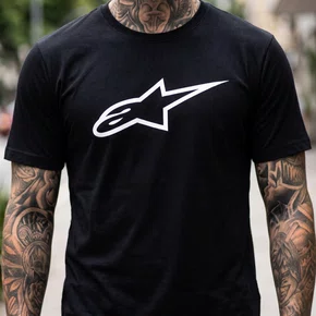 Camiseta Alpinestars Ageless 2.0 Preta Branco Manga Curta Urbana Casual