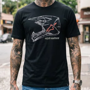 Camiseta Alpinestars Mx Helmet Preto Original Urbana Premium