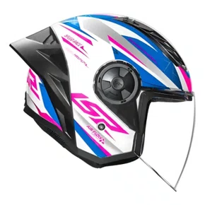Capacete Aberto LS2 OF616 S Airflow 2 Draze Branco Azul Rosa