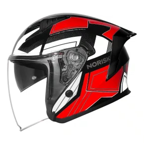 Capacete Aberto Norisk Downtown 2 Provenza Preto Vermelho