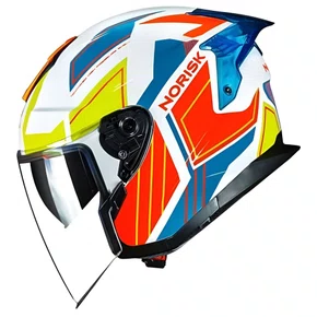 Capacete Aberto Norisk Downtown Provenza Branco Laranja