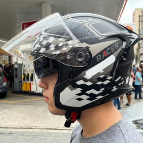 Capacete Aberto Racer1 Rc3 Wind-R Glory Preto Cinza Prata