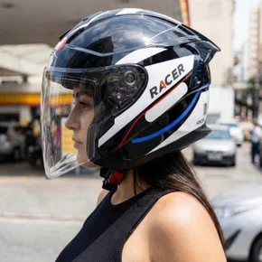 Capacete Aberto Racer1 Rc3 Wind-R Horizon Preto Branco Vermelho Azul