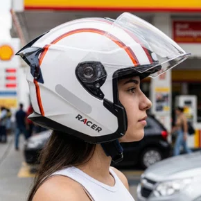 Capacete Aberto Racer1 Rc3 Wind-R Voyager Branco Vinho Preto Laranja