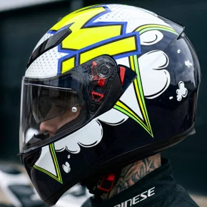 Capacete Agv K3 SV Bubble Azul Branco Amarelo