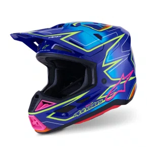 Capacete Motocross Off Road Alpinestars SM7 Cast Azul Rosa Amarelo