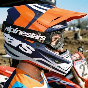Capacete Motocross Off Road Alpinestars SM7 Core Laranja Azul