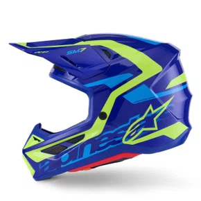 Capacete Alpinestars SM7 Deed Azul Amarelo