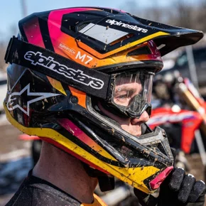 Capacete Motocross Off Road Alpinestars SM7 Rise Preto Amarelo Rosa