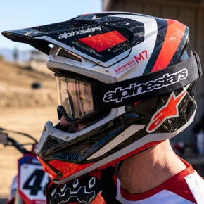 Capacete Motocross Off Road Alpinestars SM7 Rise Preto Cinza Vermelho