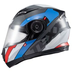 Capacete Articulado Texx Gladiator V3 Reisen Azul Vermelho Branco