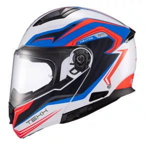 Capacete Articulado Texx Kratos Nomade Branco Azul Vermelho