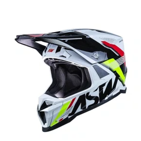Capacete Off Road Asw R1 MIPS Neo Branco Preto Vermelho
