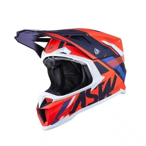 Capacete Off Road Asw R1 MIPS Neo Laranja Fluo Azul Branco