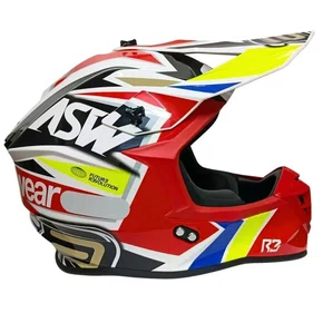 Capacete Asw Motocross R3 Takker Preto Branco Vermelho