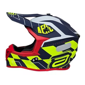 Capacete Off Road Asw R3 Victorious Azul Amarelo Fluo Branco