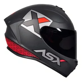 Capacete Fechado Asx Draken Concept Fosco Cinza Vermelho