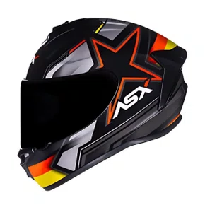 Capacete Fechado Asx Draken Pilot Preto Vermelho Amarelo