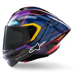 Capacete Fechado Alpinestars SR10 Martinator Azul Roxo Vermelho