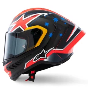 Capacete Fechado Alpinestars SR10 Miller Vermelho Carbon Fosco