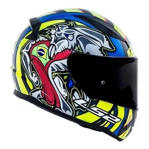 Capacete Fechado Ls2 Ff353 Alex Barros Amarelo Azul