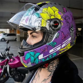 Capacete Fechado Ls2 Ff358 Dreamcatcher Flores Prata