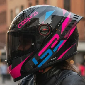 Capacete Fechado LS2 FF358 Pro Modok Preto Rosa