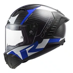 Capacete Fechado Ls2 Ff805 Thunder Carbon Racing 1 Preto Branco Azul