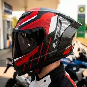 Capacete Fechado Ls2 FF807 Dragon Carbon Trax Vermelho