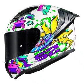 Capacete Fechado LS2 FF810 Vigo Space Attack Branco Roxo